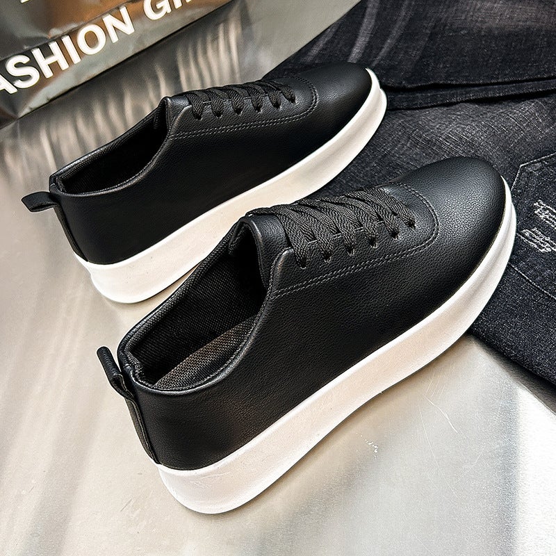 Four Seasons Men'S Shoes Slip-On Skate Shoes Small Black Lazy Shoes Men'S Casual Light Sneaker Student Lace-Up Shoes - Image 1